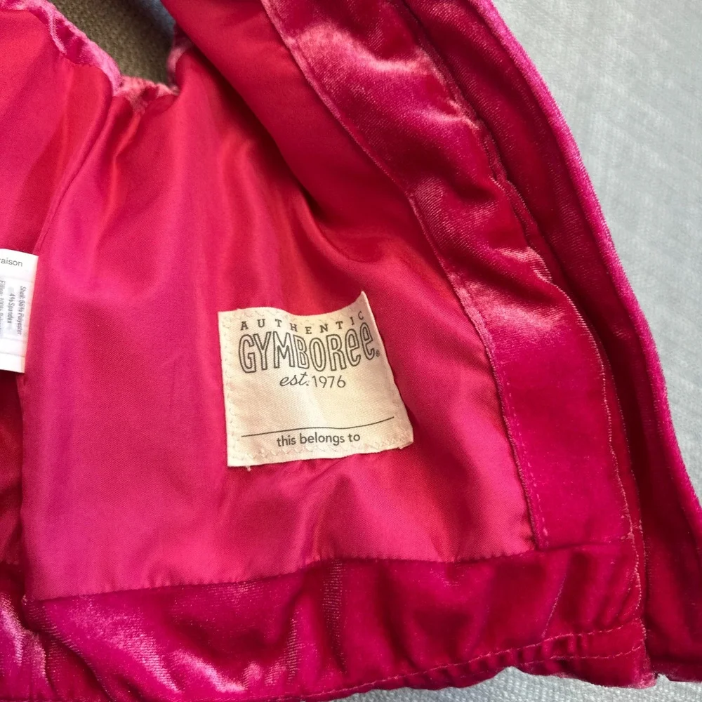 Gymboree Go Outside Puffer Vest size‎ 7-8 Medium Velour Hot Pink Full Zip